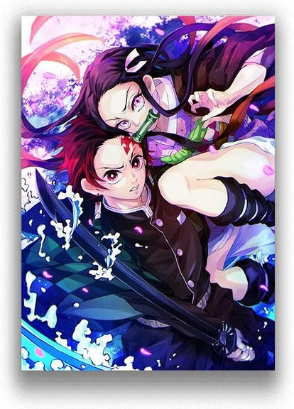 Japanisches Anime Dämonen-Slayer Wandposter LIFENG Art Museum-01, Vintage Dekorationsbild, Mehrfarbig, Breite: 50 cm, Höhe: 80 cm - Bild 1