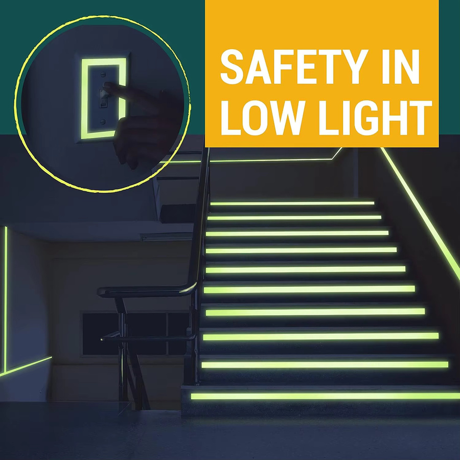 Reflektierendes fluoreszierendes Klebeband in Grün als Anti-Rutsch-Aufkleber für Treppen und Boden zur Warnung und Orientierung - Bild 5