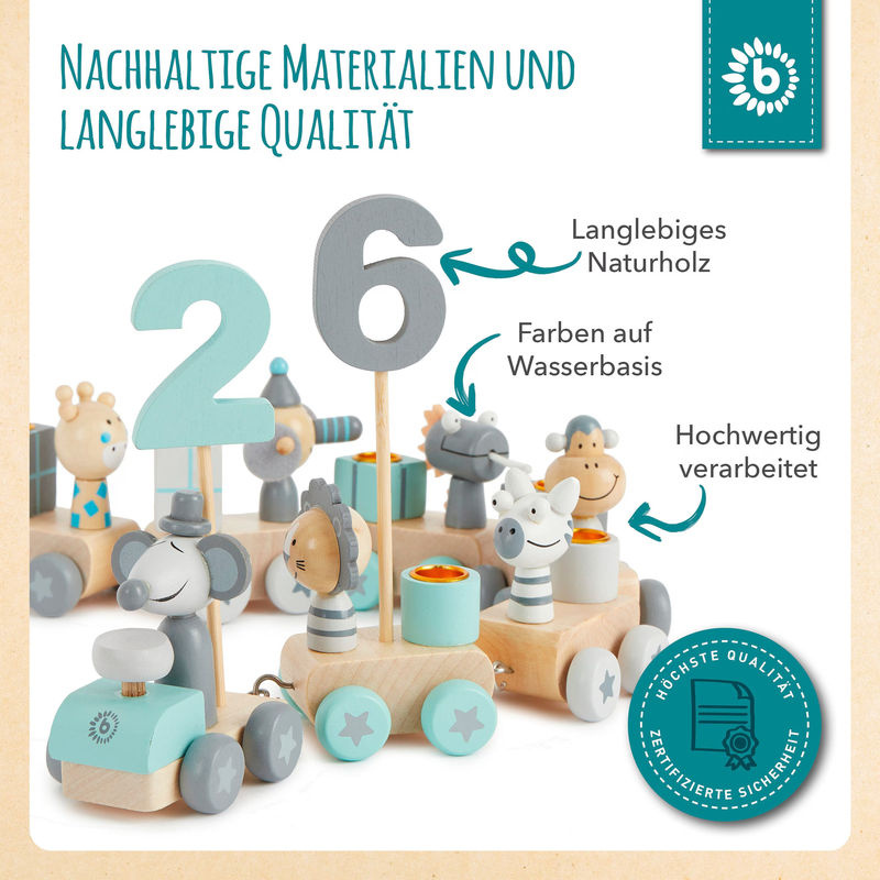 Bieco Geburtstagszug Holz, Scandi-Chic, ab 0 Jahre - Bild 3