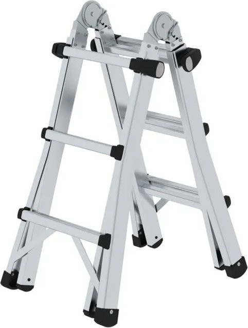 MUNK Aluminium-Teleskopleiter 4-teilig in Silber mit 4 x 3 Sprossen - Bild 1