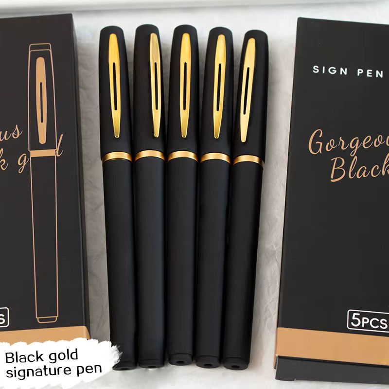 5er Set Gelstifte mit schwarzer Tinte und schwarzem Schaft für Journaling und Schreibarbeiten - Bild 2