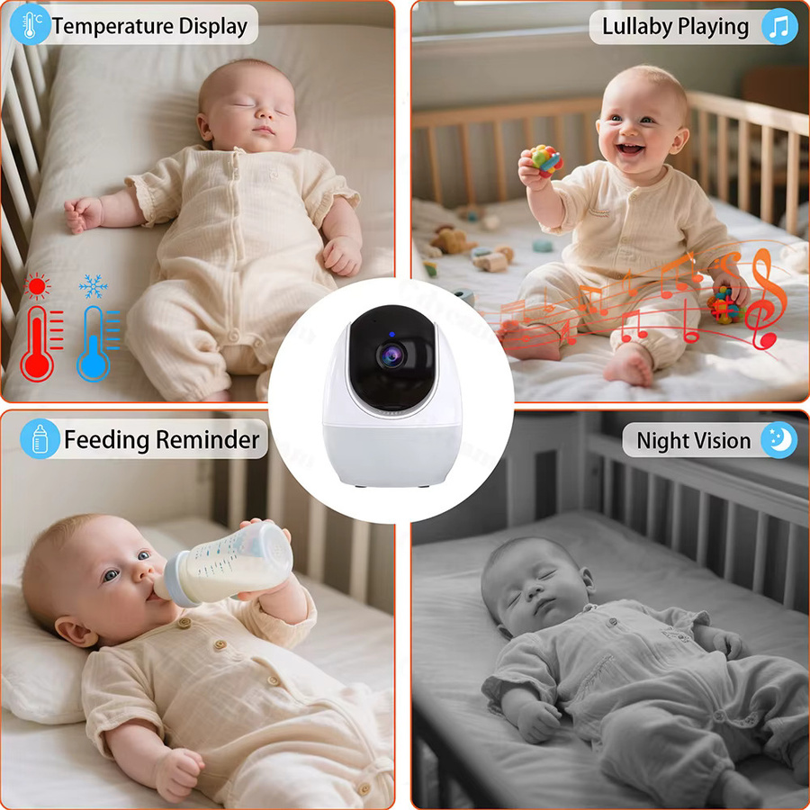 Cdycam WiFi Baby Monitor mit 4,3 Zoll Bildschirm, 1080P Video Kamera, Nachtsicht und App-Steuerung in Weiß - Bild 4