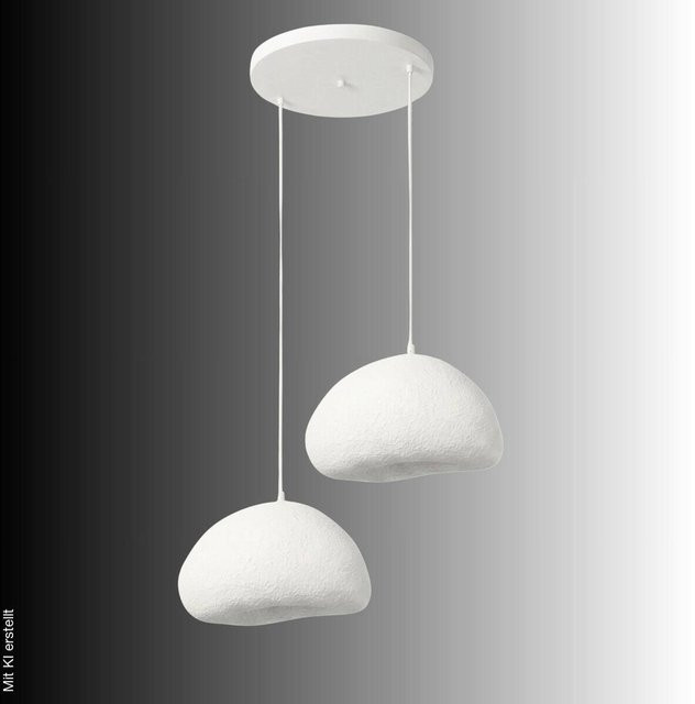 Opviq Pendelleuchte weiß aus Metall und Fiberglas mit 2 E27 Fassungen, B/T/H: 42 x 40 x 42 cm - Bild 1