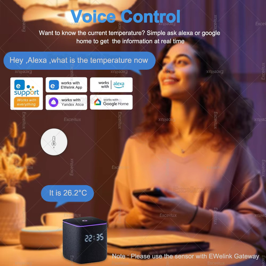 eWelink Zigbee Temperatur- und Feuchtigkeitssensor Hygrometer in Weiß mit App-Überwachung für Alexa und Google Assistant - Bild 2