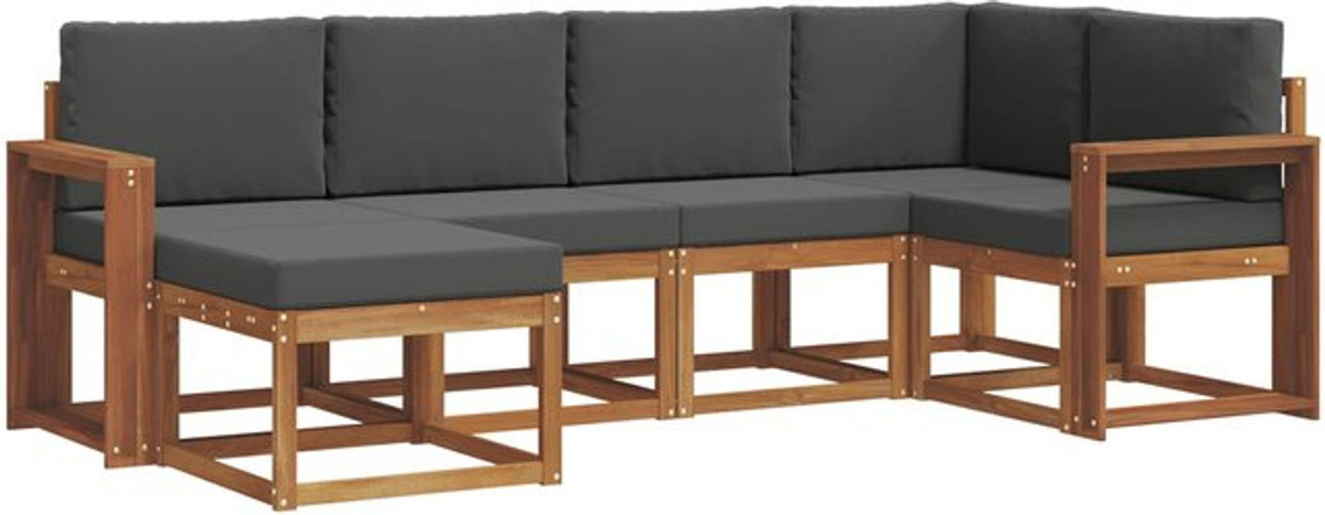 vidaXL Outdoor-Sofagarnitur aus Akazie mit 6-teiligem Set und Kissen in Natur und Anthrazit - Bild 1
