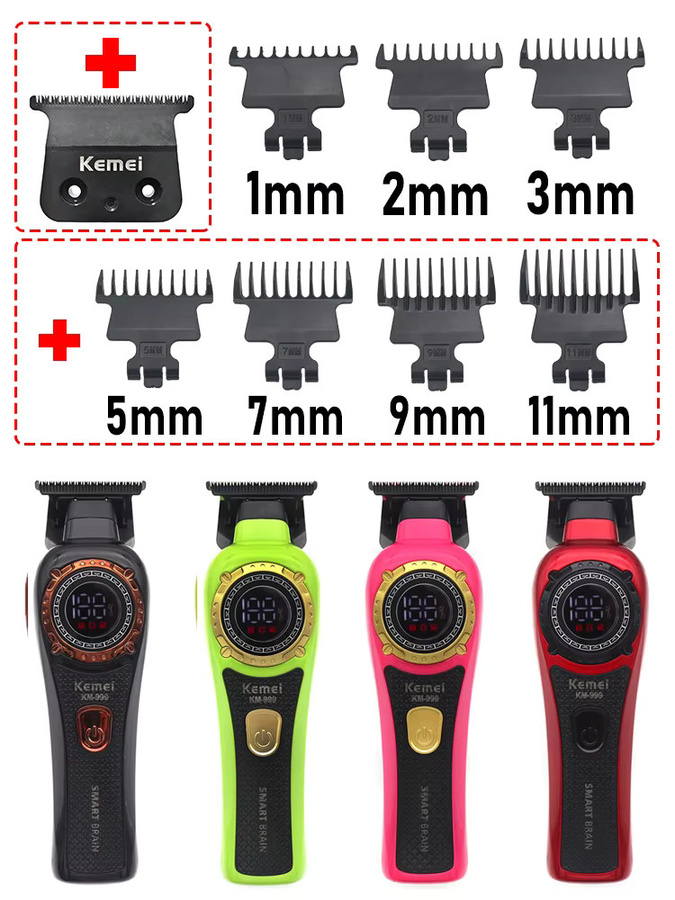 Kemei 999 Professioneller Herren-Haarschneider mit DLC T-Klinge, kabellos, USB, 2 Geschwindigkeiten, 7000 U/min, Zero Gapped - Bild 7