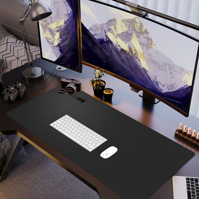 YSAGi Schreibtischunterlage aus PU-Leder in Schwarz oder Blau, rutschfestes Desk Pad für Büro und Tastatur, Breite: 60,0 cm, Tiefe: 30,0 cm - Bild 1