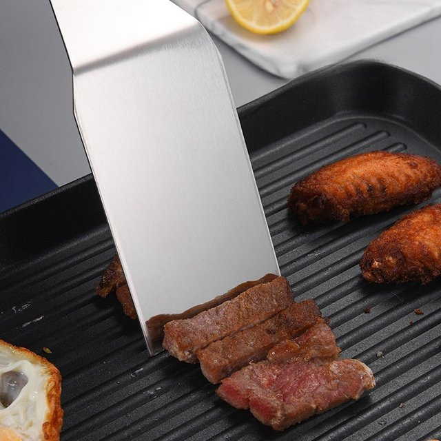 Edelstahl Teppanyaki Spatel in Silber für Steak, Pizza und Pfannkuchen - Bild 1