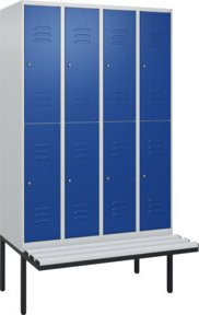 C+P Doppelstock-Spind Classic PLUS Sitzbank mit 4 Abteilen, auskragender Typ, Kunststoff-Sitzfläche, B/T/H: 212,0 x 120,0 x 81,5 cm - Bild 1