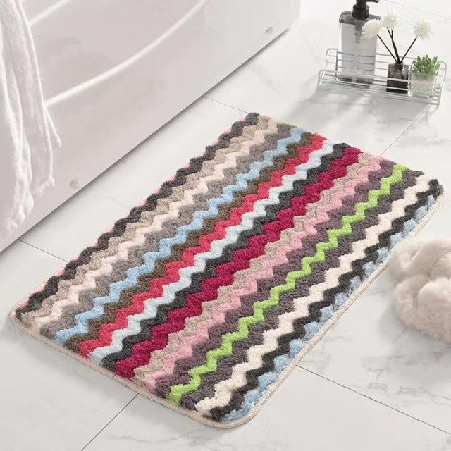 Wellenförmige Beflockung Fußmatte von Yiran Furniture, quadratischer Teppich für Wohnzimmer, Schlafzimmer oder Badezimmer, rutschfest und saugfähig, B/T: 50 x 80 cm - Bild 1
