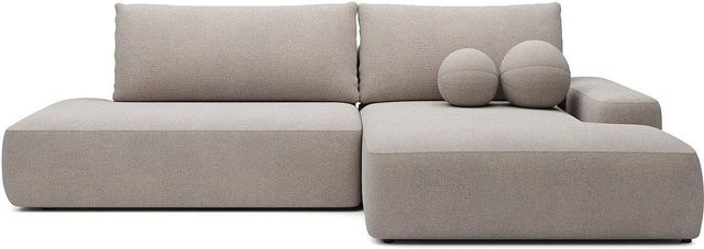 Vente-unique Schlafsofa Daviso in Taupe mit L-Form und Stoffbezug, Breite: 276 cm - Bild 1