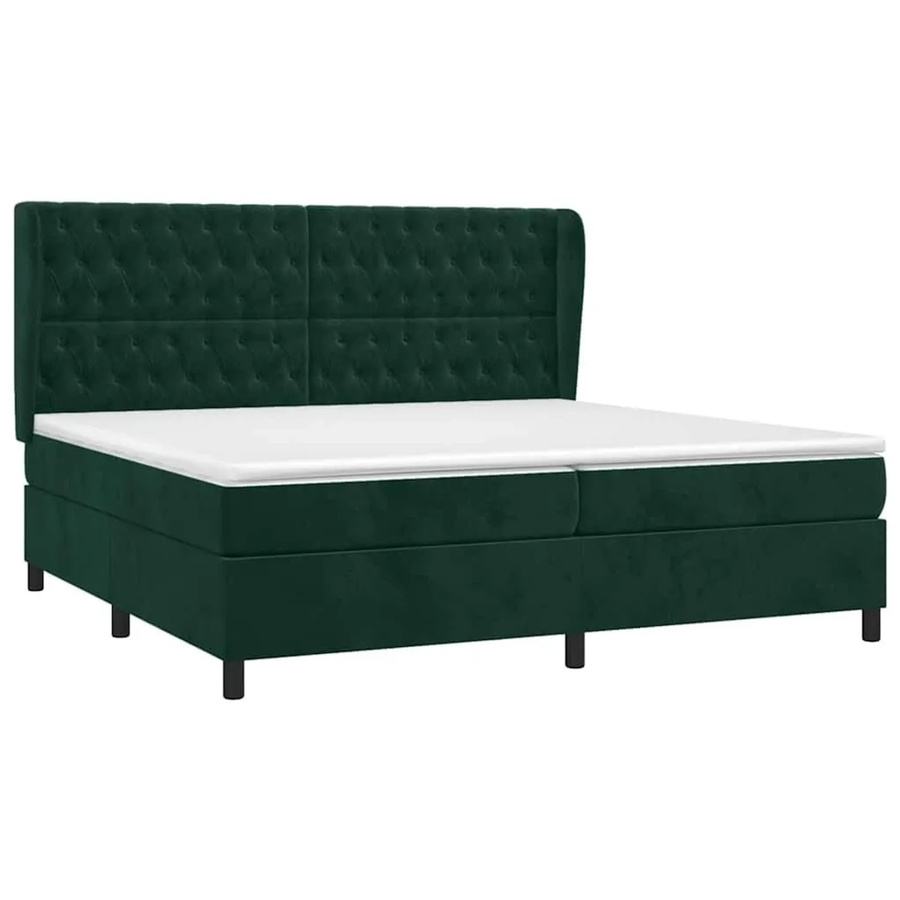 vidaXL Boxspringbett mit Matratze in Dunkelgrün aus Samt, Hybrid-Design mit Taschenfederkern, B/T: 200 x 200 cm - Bild 2