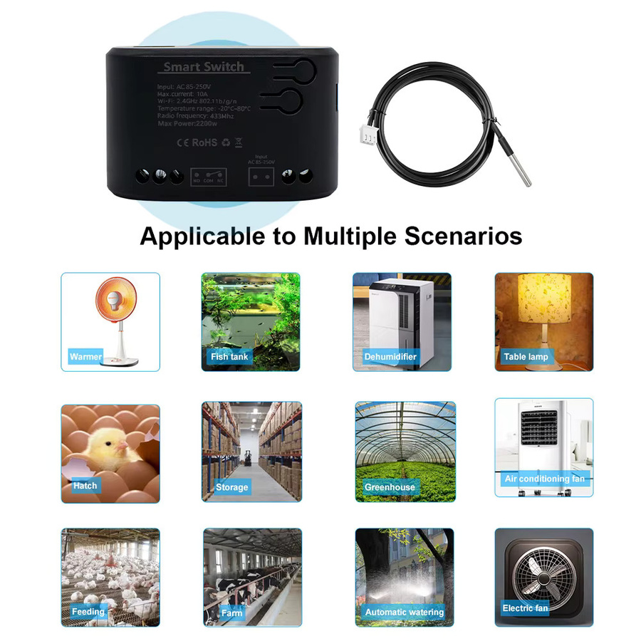 Tuya Smart Temperatur Wifi Schalter Scimagic-RC 10A 2000W Intelligentes Thermostat mit Alexa und Google Home Kompatibilität in Schwarz - Bild 5