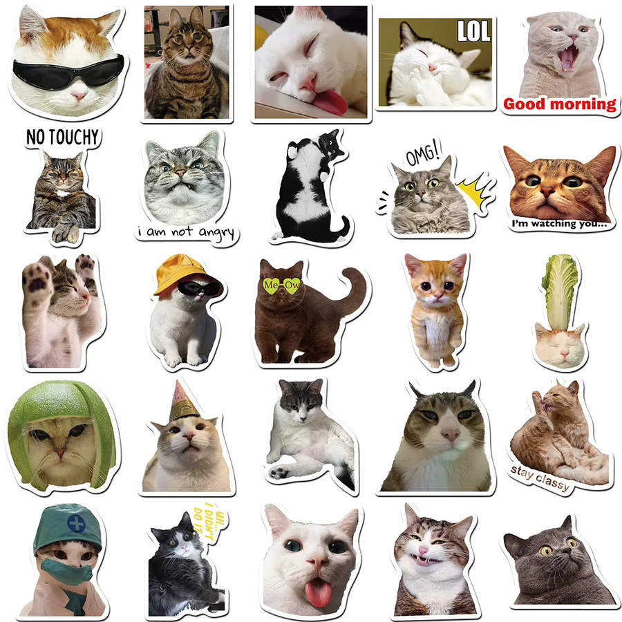 Rspctou Kawaii Katze Meme Aufkleber, Cartoon Abziehbilder - Bild 2