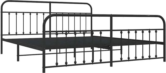 vidaXL Bettgestell aus Metall mit Kopf- und Fußteil in Schwarz, B/T: 200 x 200 cm - Bild 1
