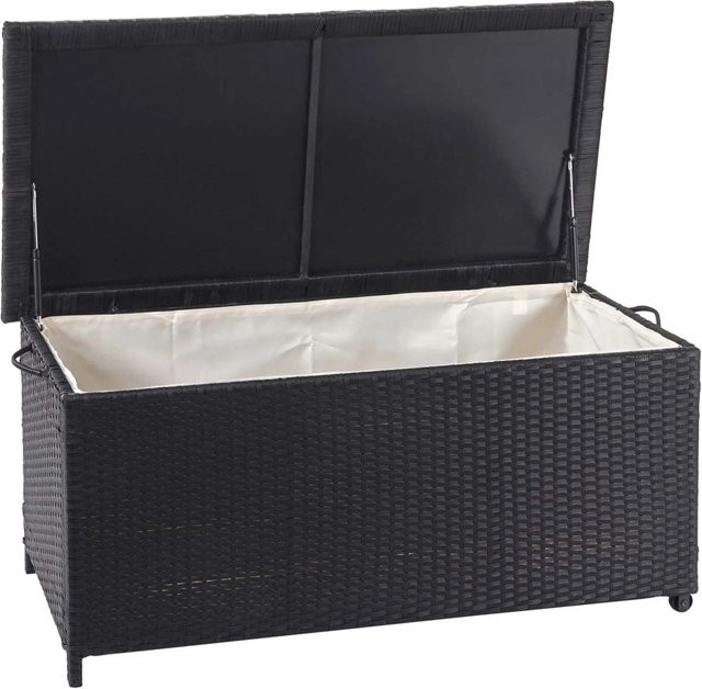 Proregal Kissenbox aus Poly-Rattan in Schwarz, Gartentruhe mit 170l Volumen, H x B x T: 51 x 100 x 50 cm - Bild 1