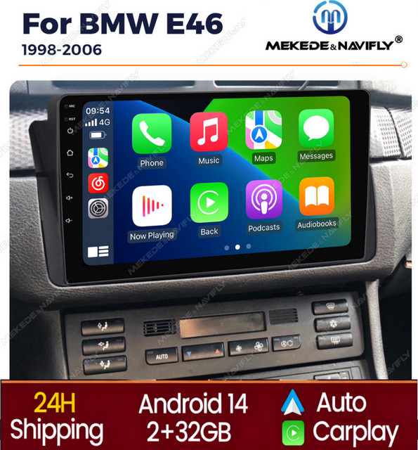 STRONGNAVI Multimedia-Autoradio mit CarPlay und Android Auto sowie GPS Navigation für BMW E46 M3 und X5 (1998-2006), Schwarz - Bild 1