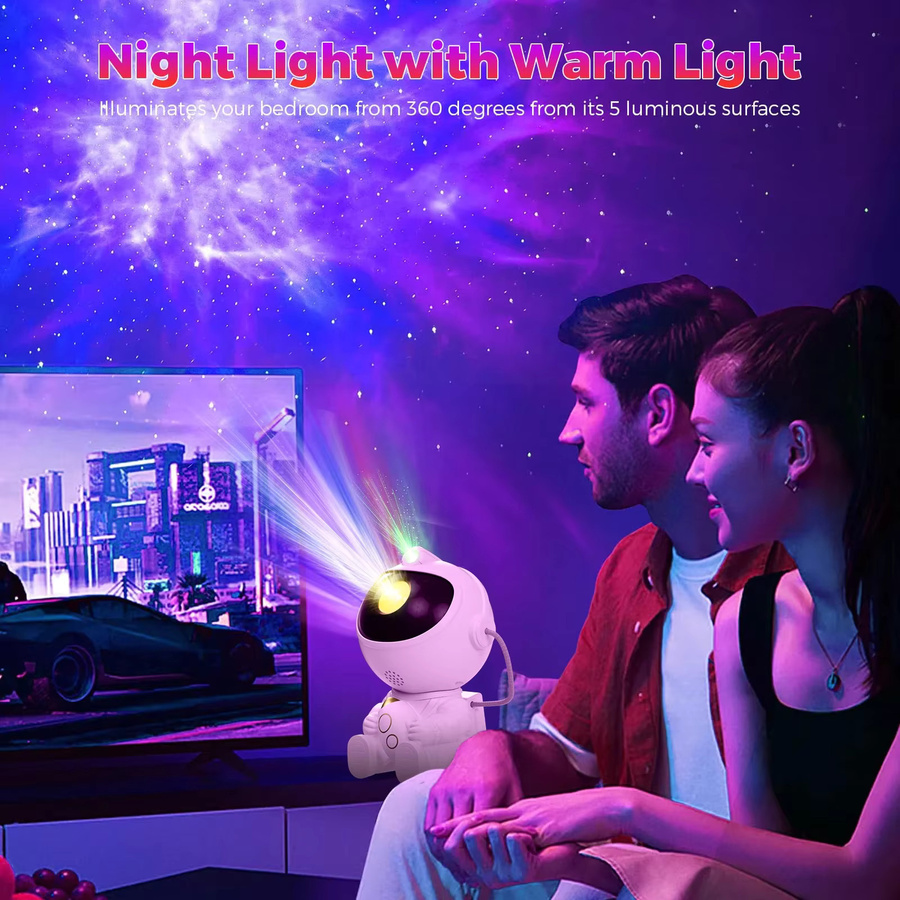 TLEDMP Astronaut Space Projektor mit Galaxy Sternenlicht, Nachtlicht mit Timer und Fernbedienung, Farbe: Weiß - Bild 4