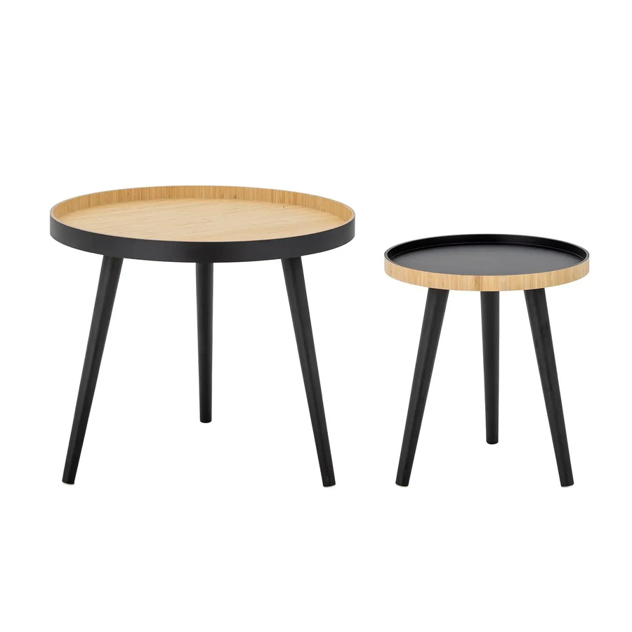 Bloomingville Couchtisch-Set aus Bambus in Schwarz und Cappuccino im skandinavischen Design - Bild 1
