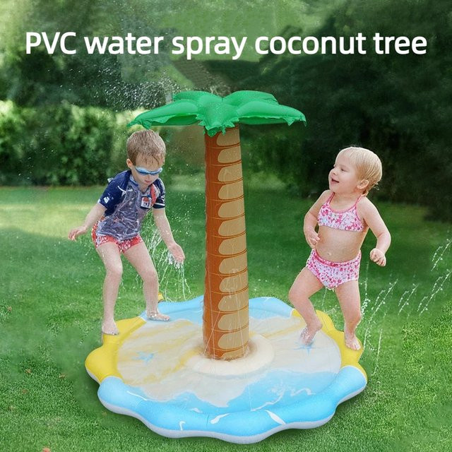 Wonflex Kokosnussbaum-Wassersprühmatte, Wasserspielzeug, PVC, grün, bunt - Bild 1