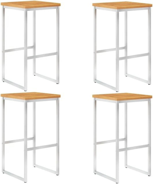 vidaXL Barhocker 4er Set aus Akazienholz und Edelstahl in Braun - Bild 1