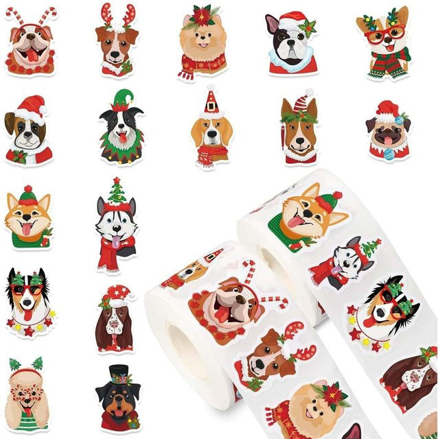 500 Stück selbstklebende Weihnachtsaufkleber von TYFYO mit Hunde- und Welpenmotiven in Multicolour für Tagebuch, Sammelalbum und Partydekoration - Bild 1