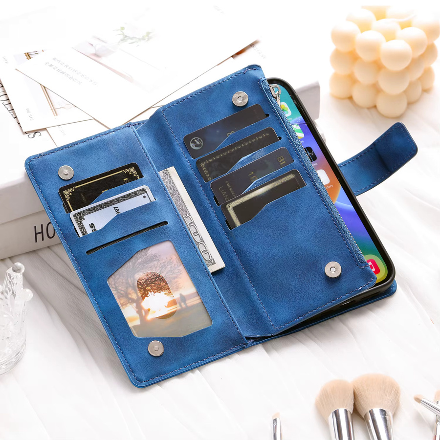 Leder-Flip-Hülle mit Prägung als Kartenetui für Samsung Galaxy S26 S25 S24 S23 S22 S21 S20 Ultra Plus FE und Note 20 10 9 in Rot oder Blau - Bild 3