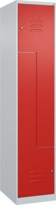 C+P Z-Spind Classic PLUS Spind mit 2 Fächern, grau und rot, mit Zylinderschloss und Kleiderstange, H x B x T: 185 x 40 x 50 cm - Bild 1