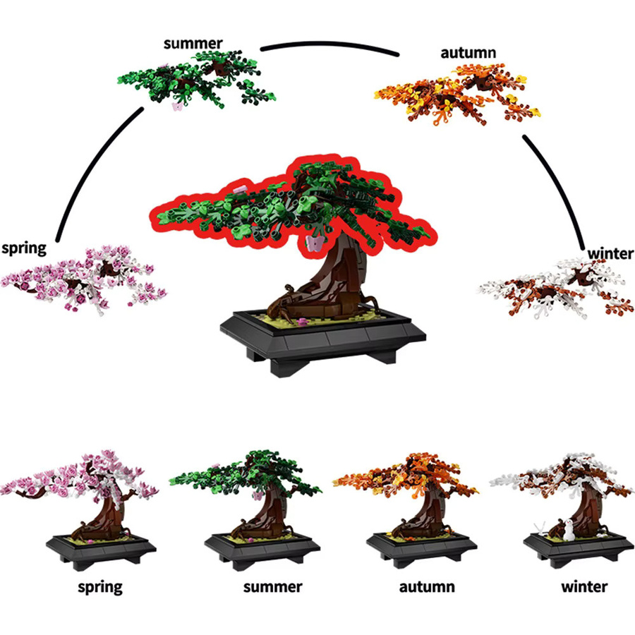 Gobricks MOC Vier Jahreszeiten Bonsai Baum, Baustein Kits, 4 in 1 - Bild 3