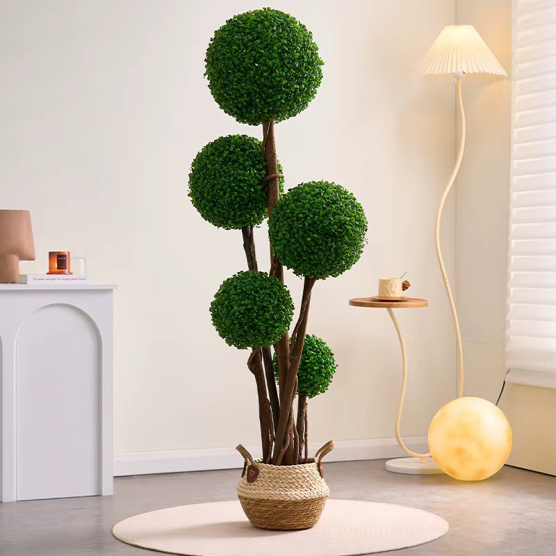 Nordic Milan Kugelförmige Künstliche Grünpflanze in Grün, Bodenständig für Innen- und Außenbereich, Höhe: 120 cm, Breite: 120 cm, Tiefe: 120 cm - Bild 1