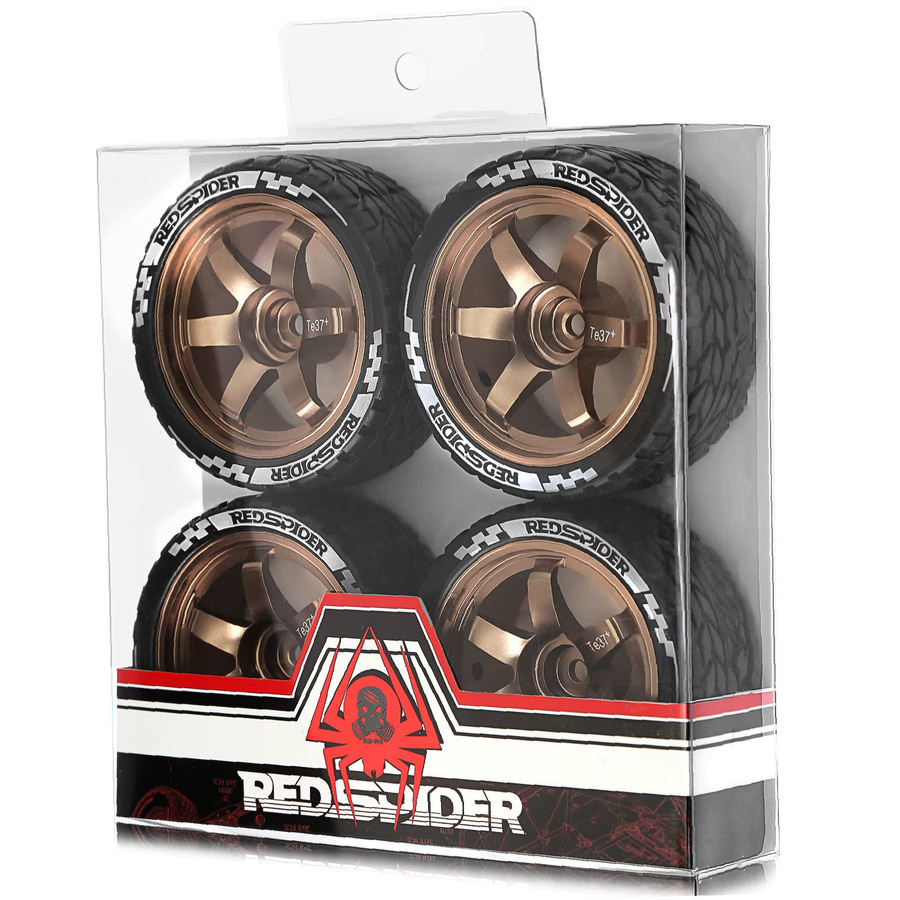 RS Red Spider Autoräder Gummireifen, 1-teiliges Set, 1:10, Rot - Bild 6