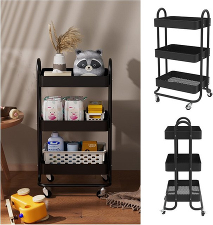 Vicco Rollregal Tron Küchen-Minibar Schwarz Matt B: 45,9 cm, H: 78,7 cm