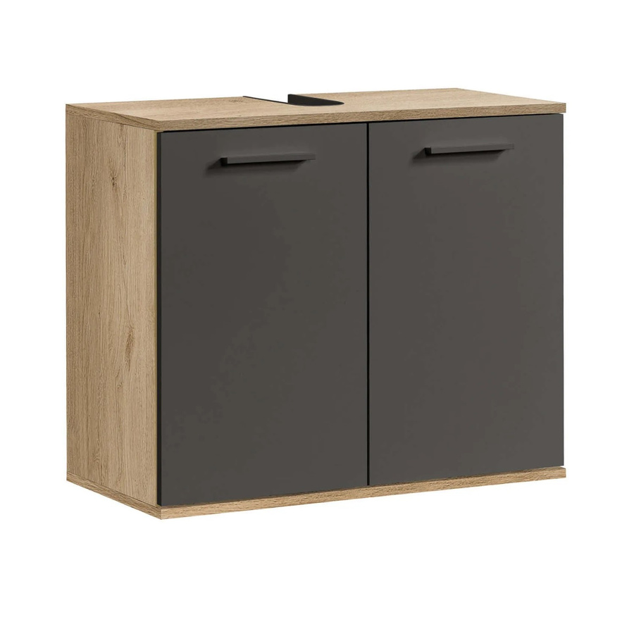 mokebo Waschbeckenunterschrank Der Waschbär in Eiche-Schwarz, H x B x T: 60 x 70 x 34 cm - Bild 2