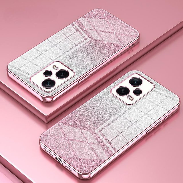 JFWEN Glitter Handyhülle aus weichem TPU für Xiaomi Redmi Note 13 4G, Redmi Note 13 Pro Plus, Poco M6 Pro und weitere Modelle, Farbe: Transparent/Pink - Bild 1