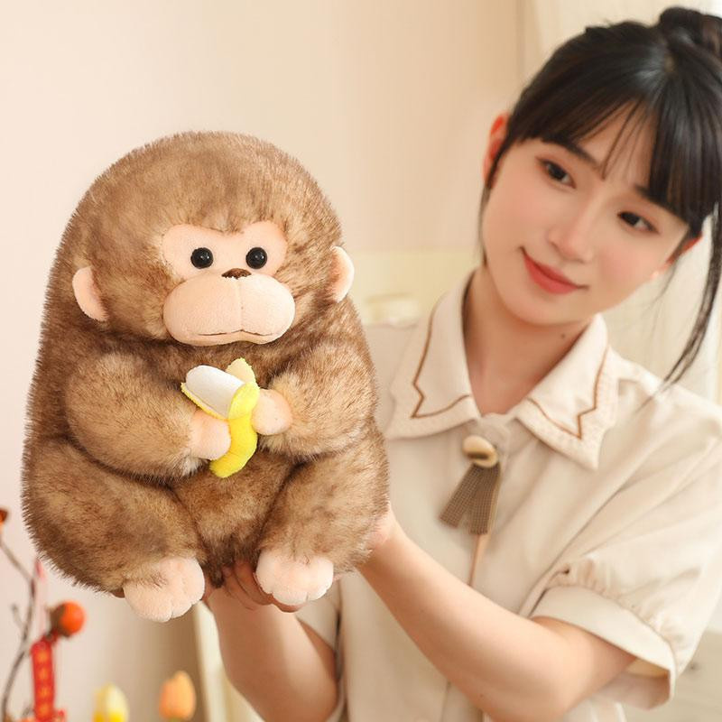 Wucifang Bags Kawaii Plüschaffe, Kuscheltier mit Banane, gelb, 23cm, ab 14 Jahren - Bild 3
