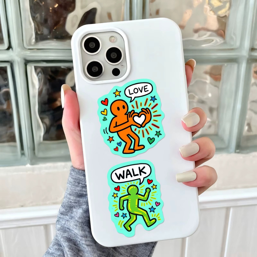 GOGOTU Fluoreszierende Kleine-Figuren-Graffiti-Aufkleber, 50-teiliges Set, multicolour - Bild 3