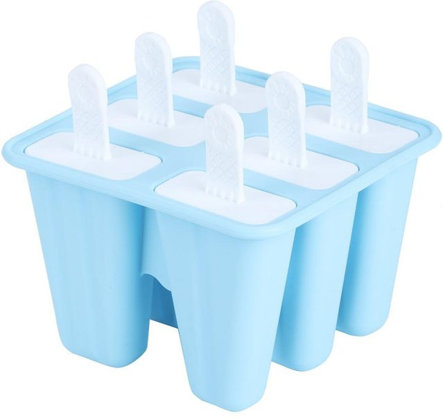 CosyHome Wiederverwendbare Eisformen aus Silikon und Kunststoff, Blau und Weiß - Bild 1