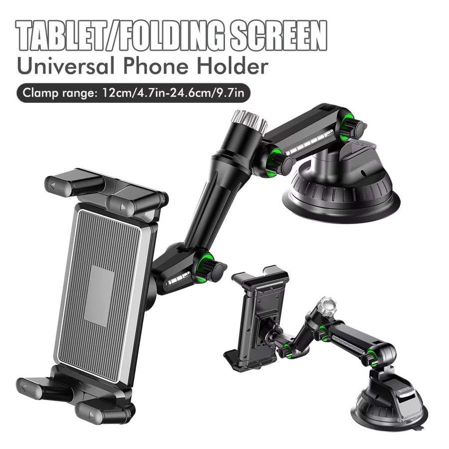 Universelle Armaturenbrett-Tablet-Halterung mit Saugnapf für 7 bis 15 Zoll Tablets und 4 bis 7 Zoll Smartphones in Schwarz - Bild 2