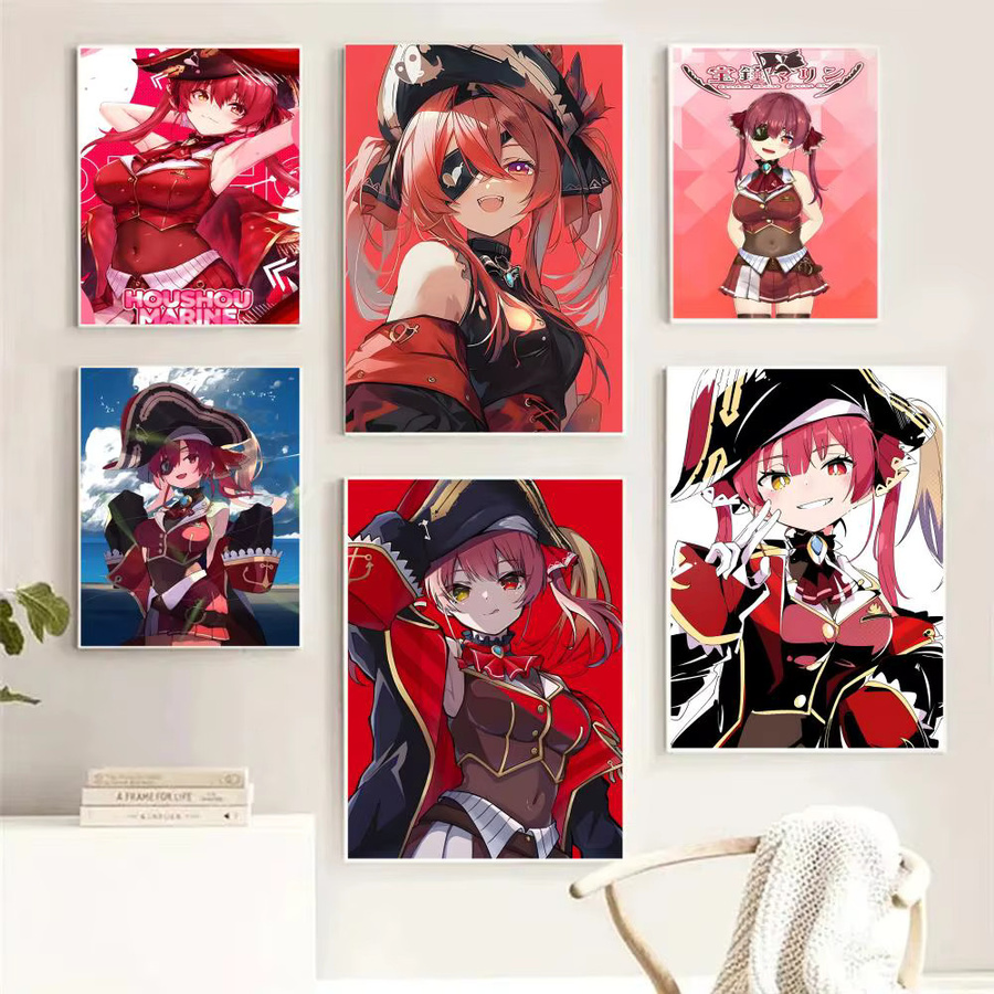 Hololive Vtube Houshou Marine Selbstklebendes Wandposter Schwarz B: 20,0 cm, H: 15,0 cm - Bild 4