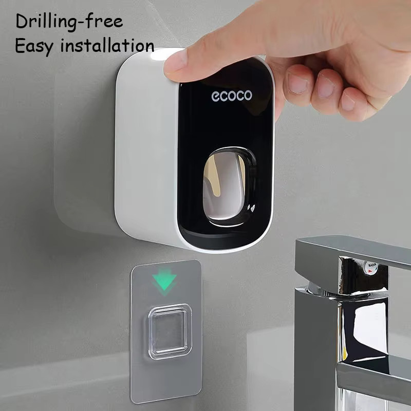 Ecoco Automatischer Zahnpastaspender zur Wandmontage für das Badezimmer in Grau oder Weiß - Bild 3