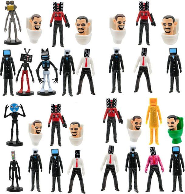 Bandai Skibidi Toilettenmann Actionfigur Set aus PVC mit Kamera Mann TV Mann und Lautsprecher Mann in Multicolor - Bild 1