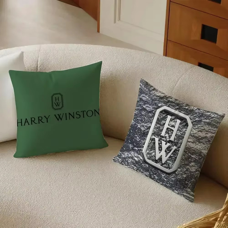 Harry Winston Kissenbezug aus Leinen in Weiß und Grün, quadratisch, B/T/H: 30 x 30 x 30 cm - Bild 2