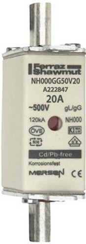 Mersen NH-Sicherungseinsatz SF Größe 000 gG 20A 500V Weiß - Bild 1