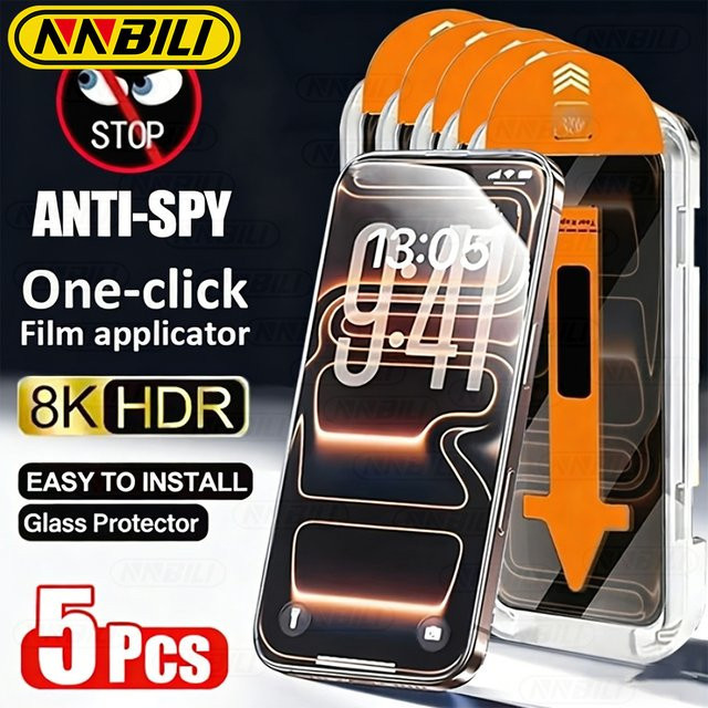 NNBILI 5er-Pack Anti-Spionage Displayschutz aus gehärtetem Glas für iPhone 18 17 16 15 14 13 12 11 Pro Max 17e X XS Max Serie, transparent - Bild 1