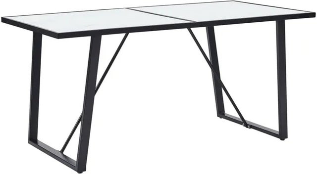 vidaXL Esstisch in Weiß mit Marmormuster aus gehärtetem Glas, B/T/H: 160 x 80 x 75 cm - Bild 1