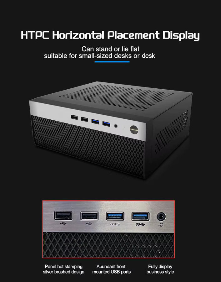 T.F.SKYWINDINTL Mini ITX Computergehäuse HTPC Chassis in Schwarz mit 1U Netzteilunterstützung und USB 3.0, B/T/H: 17 x 17 x 17 cm - Bild 3