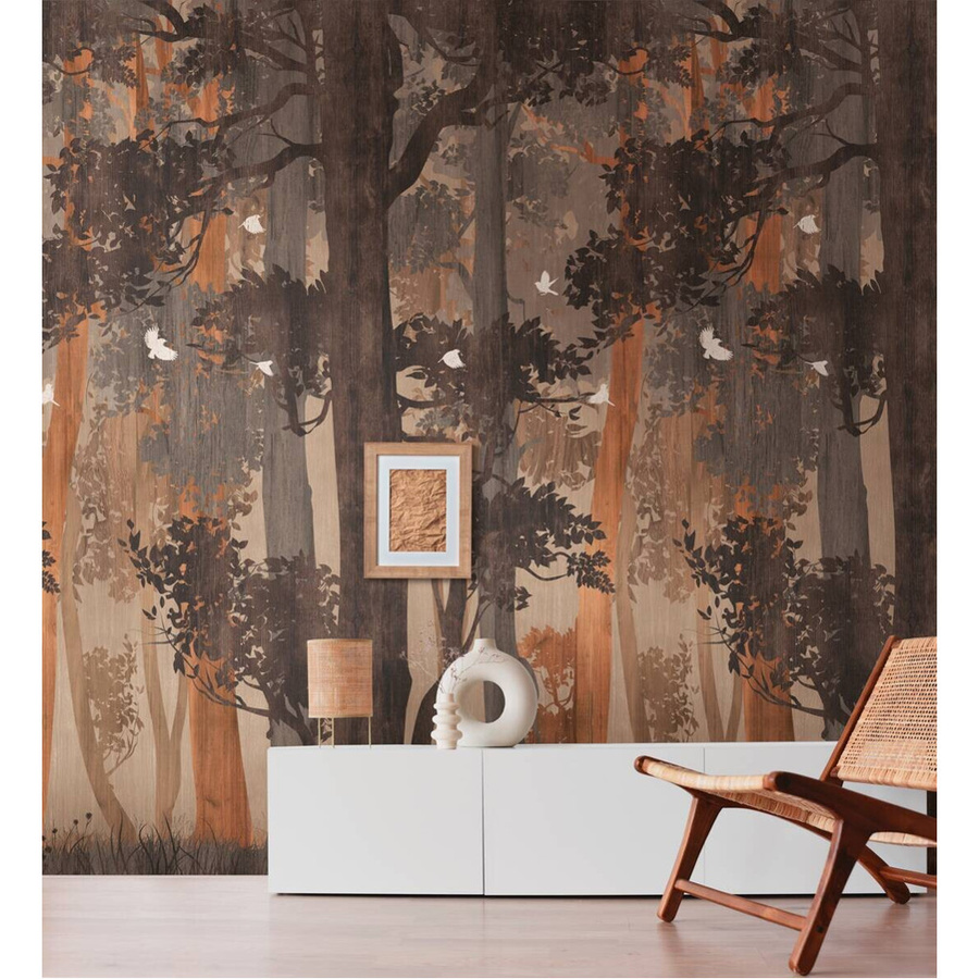 Livingwalls Fototapete Waldmotiv in Orange, Beige und Blau, B/H: 280 x 159 cm - Bild 2