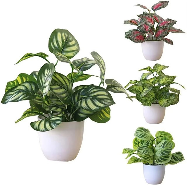 Uflower Künstliche Pflanze Bonsai in grünem Keramiktopf für Home Office Desktop Dekoration, Höhe: 22 cm - Bild 1