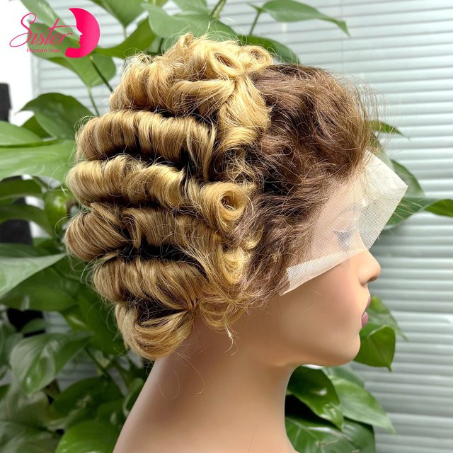 SISTER HAIR Bob Perücke, Echthaar, Wellenförmig, Damen - Bild 1