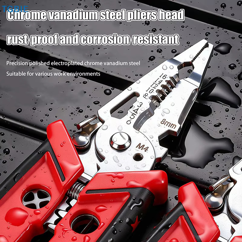 TL 18-in-1 Multifunktionale Abisolierzange und Crimpzange für Elektriker in Rot - Bild 3